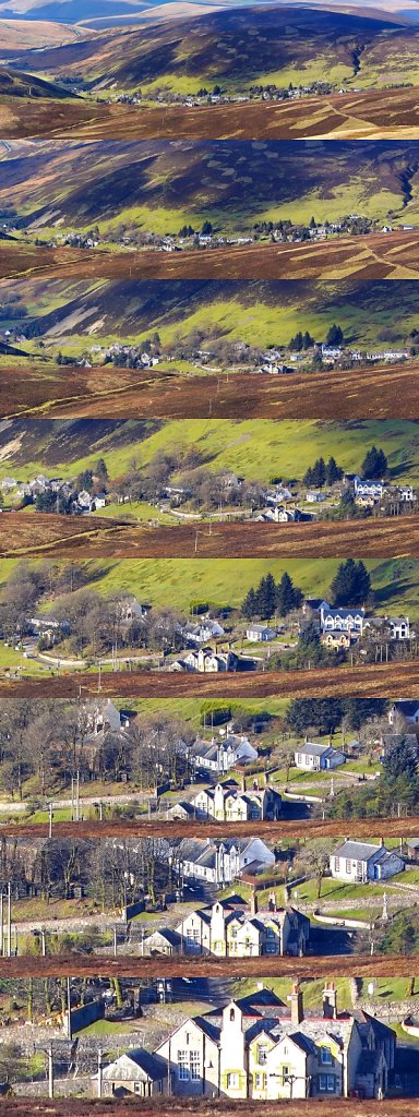 Multishot panorama of Wanlockhead from Lowther Hill